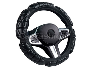 Оплетка на руль круглая CarFashion -М- «BALLOON» 31648 - Экокожа - черный/синий