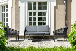 "Канны" лаунж-зона 4-местная плетеная из роупа (веревки), цвет темно-серый