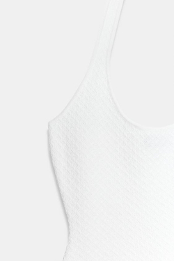 ZARA КОМБИНИРОВАННОЕ ПЛАТЬЕ ХАЛТЕР, БЕЛЫЙ