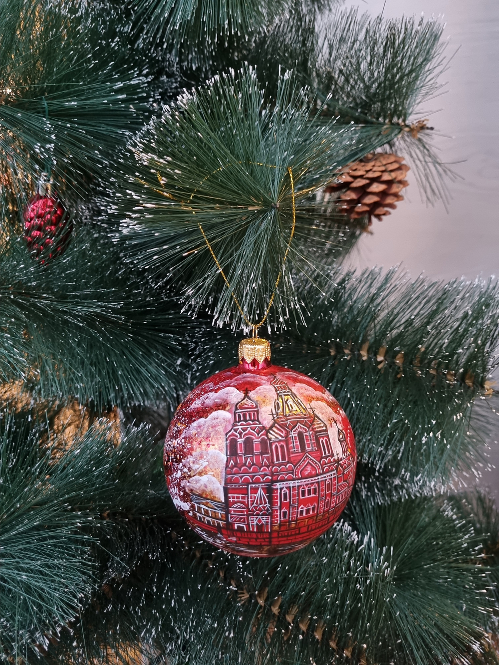 Шар стеклянный "Спас на крови",  ручная роспись