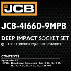 Набор головок ударных глубоких 15пр.,1/2'' в пласт.кейсе JCB JCB-4166D-9MPB