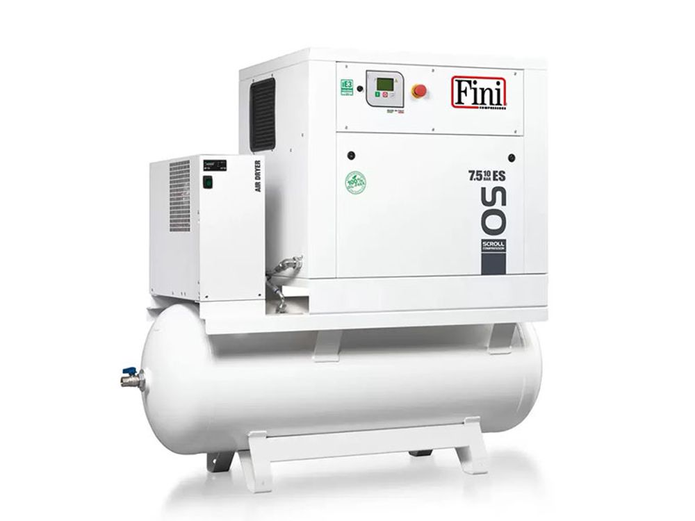 Спиральный компрессор FINI OS 7.5-08-500 ES на ресивере 500 л с осушителем