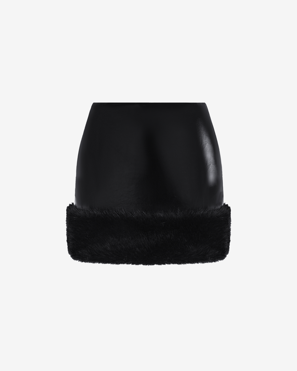 Юбка мини из латекса с мехом