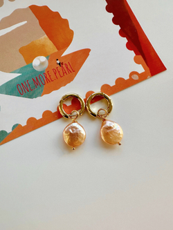 Серьги Монеты из розового жемчуга