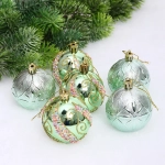 Набор шаров «Шарм» 6 см (в наборе 6 шт), Нежно-зеленый