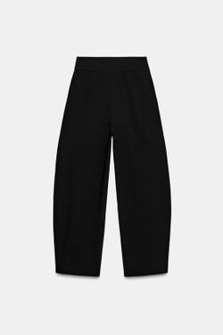 ZARA БРЮКИ BALLOON С ЗАЩИПАМИ, ЧЕРНЫЙ