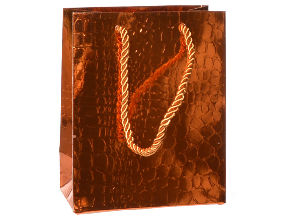 Пакет бумажный 12*15*7см с ручками "Кожа крокодила" микс