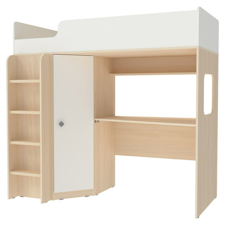 Кровать-чердак КарИВи Л-B605.41 75x175  Дуб Молочный Белый