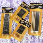 Свечи Золотые звезды, Черный, Металлик, 0,5*6 см, 6 шт. с держат.