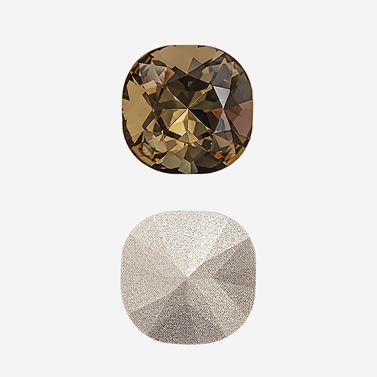 Кристалл Кушон (Сushion), оттенок "Светло-дымчатый Топаз"/"Light Smoked Topaz", 12мм