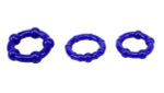 Набор из 3 синих стимулирующих колец Beaded Cock Rings (Цвет: синий)