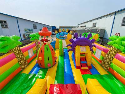 Коммерческий надувной батут с горкой «В гостях у моря»  10*6*6,1 м.