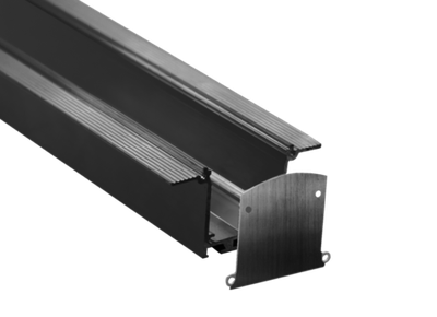 Встраиваемый алюминиевый профиль под шпаклевку,   40х76х3000. Цвет: Черный матовый,  RAL9005, Серия:DN8ALE