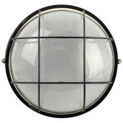 Светильник ЭРА НБП 03-100-002 Акватермо алюминий/стекло решетка IP54 E27 max 100Вт D240 круг черный | Светильники ЖКХ РБ