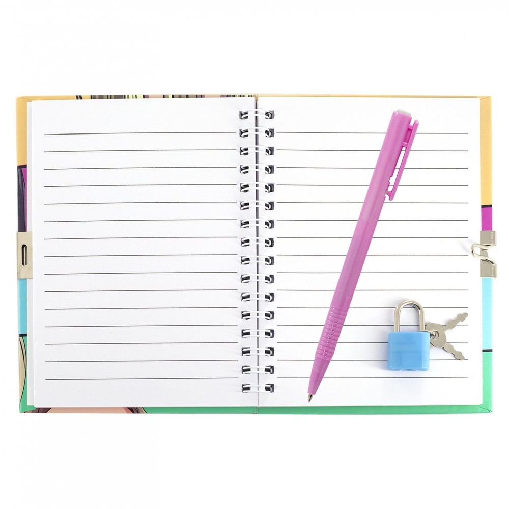 Блокнот в футляре, 18 см * 22 см, гребень, Alingar, мат. ламинация, ручка, замочек, линия, 45 л., "Космос, приключения", персиковый