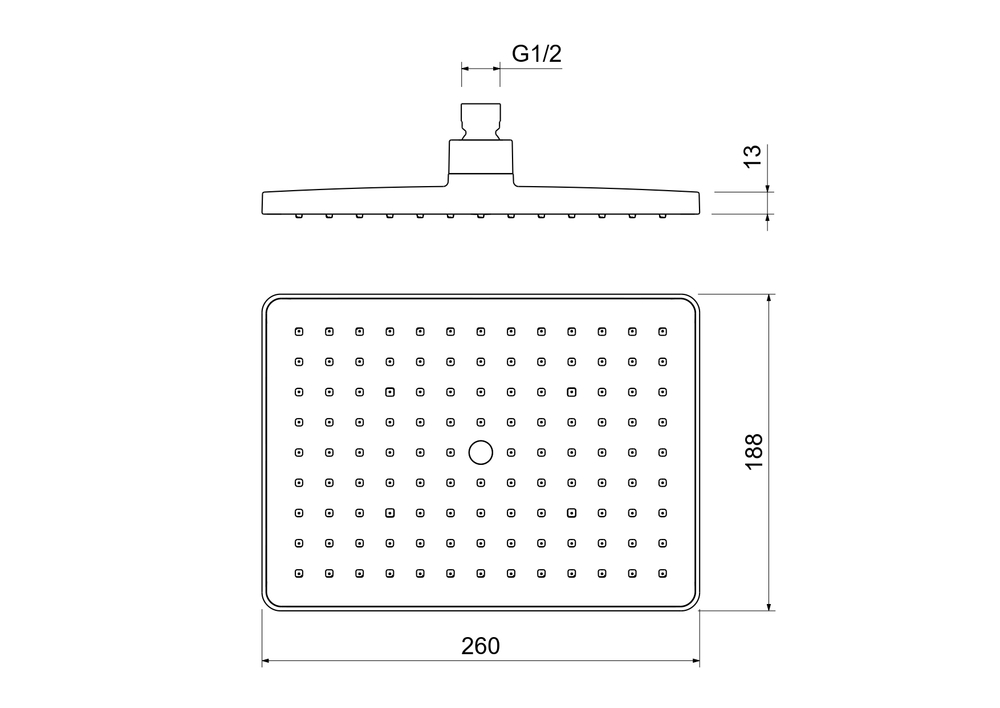 Прямоугольный верхний душ 260*188*68 мм AQUATEK, матовый черный AQ2087MB