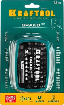 KRAFTOOL Grand-32, с магнитным адаптером 32 шт, набор бит (26083-H32)