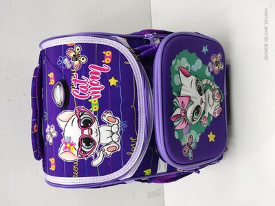 Ранец разборный "Кошка" 25*14*33 см с ортопедической спинкой. 1 отделение, 3 кармана