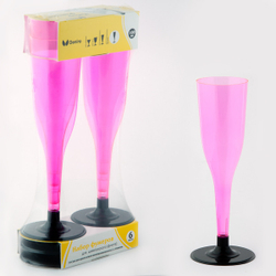 Фужер 170мл прозрачный черная ножка 1/6шт (флюте)