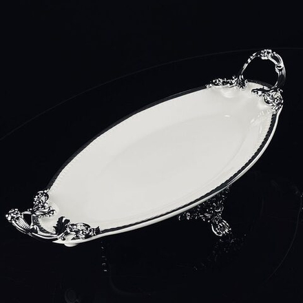 Lenardi 205-908 Блюдо 35,5см на ножках с ручками ATLANTIS в под.уп.(х8)Фарфор