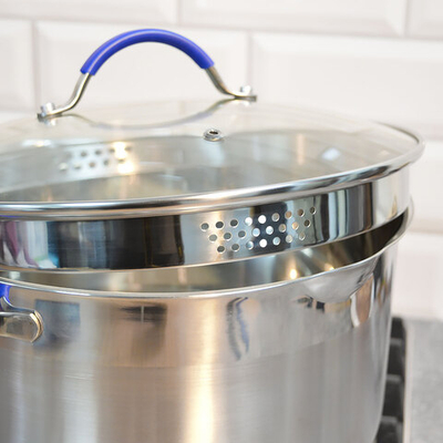 Кастрюля 7,5л с сливом и со стеклянной крышкой