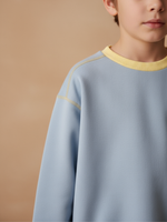 Свитшот Line с контрастными деталями и необработанным краем голубой