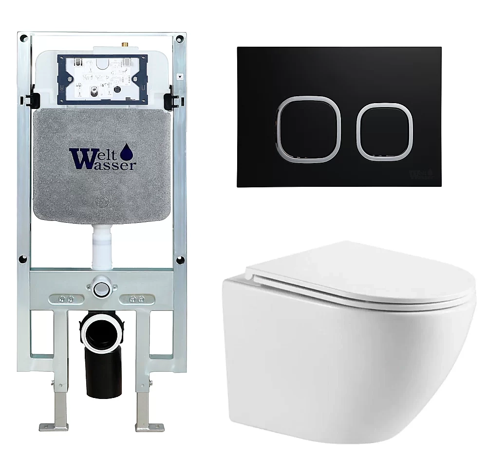Унитаз с инсталляцией WeltWasser AMBERG 497 ST + MERZBACH 043 MT-WT + AMBERG RD-BL