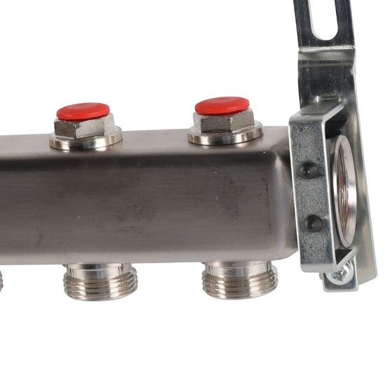 Коллектор Rommer 1"x3/4" на 12 контуров с запорными клапанами (нерж. сталь) RMS-3200-000012