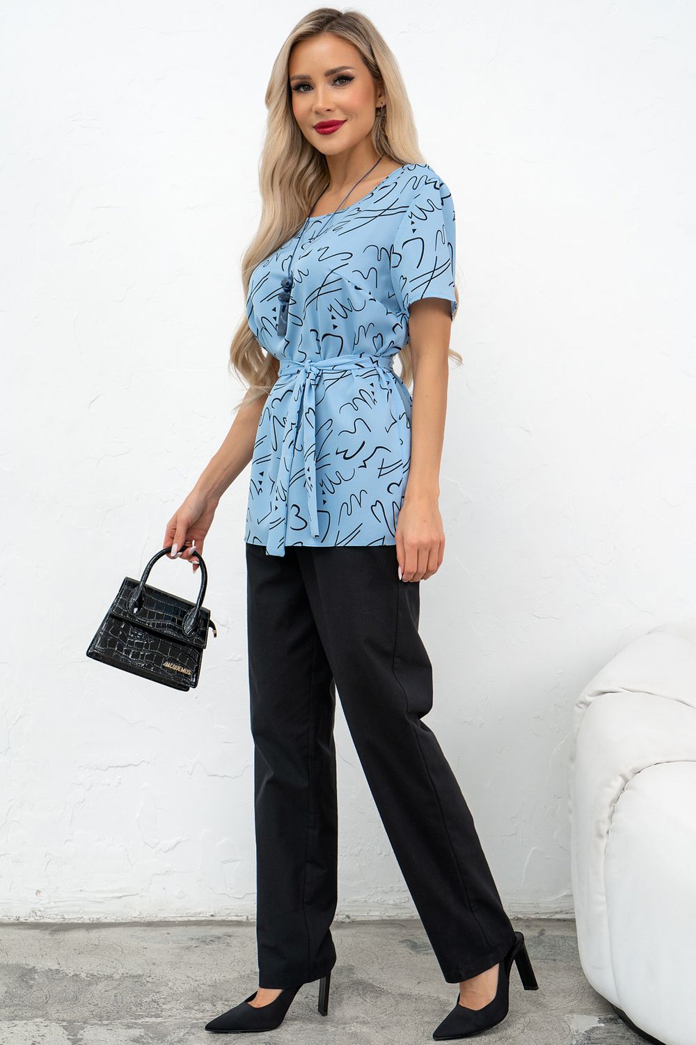 Костюм брючный (голубой/черный) К11-79/3 Nikol