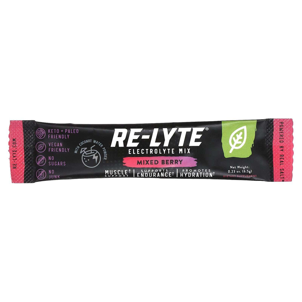Redmond, Re-Lyte, смесь электролитов, ягодное ассорти, 15 пакетиков по 6,5 г (0,23 унции)