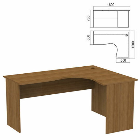 Стол компактный "Арго", 1600х1200х760, правый, орех (КОМПЛЕКТ)