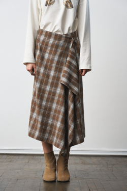 Юбка-килт 1301 принт клетка коричневый