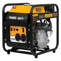 Генератор инверторный DENZEL GT-3500iF, 3.5 кВт и 212 см3 объем двигателя, 230 В и 5 л объем топливного бака, ручной стартер, 2 розетки 16 А и выход постоянного тока 12В 94705