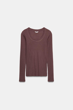 ZARA ФУТБОЛКА В РУБЧИК С ДЛИННЫМИ РУКАВАМИ, ЦВЕТ РОЗОВОГО МЕЛА