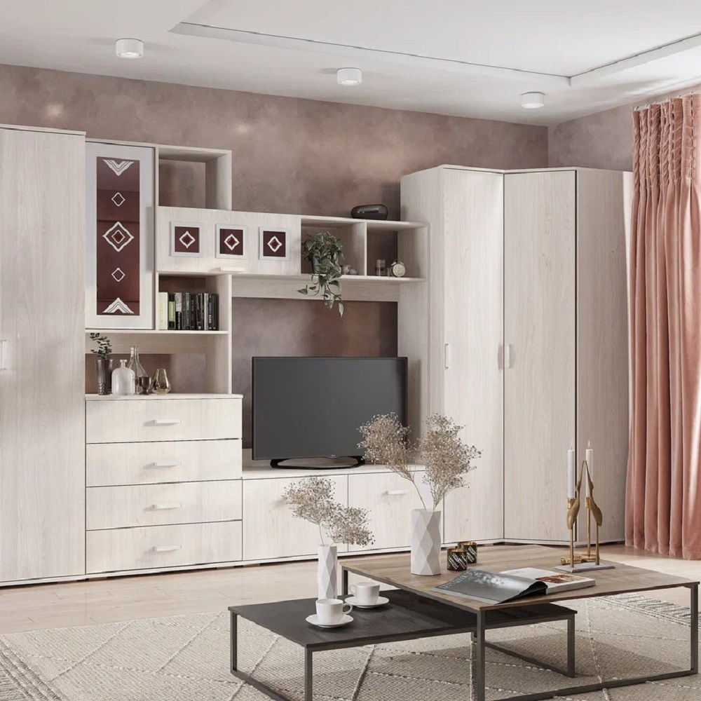 Шкаф угловой для одежды Белла, ясень белый