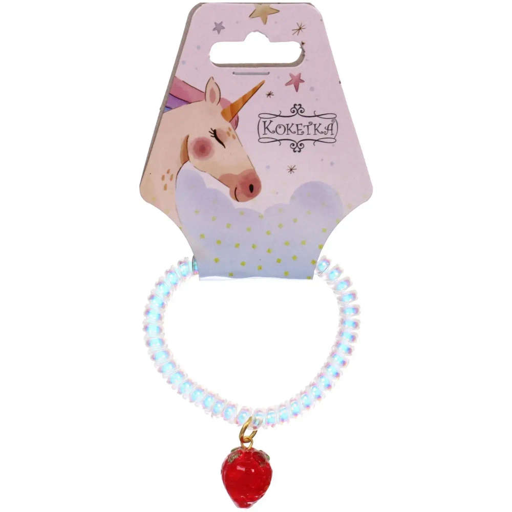 Резинка для волос силиконовая «MARZIPAN», клубничка, цвет белый, d-5,5см (подвес Единорог)