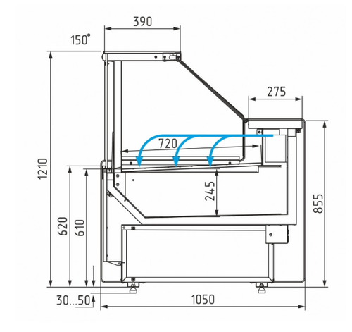Холодильная витрина CARBOMA BAVARIA 3 GC111 SP 2,0-1 рыба на льду без боковин
