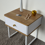 Тумба прикроватная на ножках ROYAL 5301 эко (Дуб Кантри-Белый-р.золото)