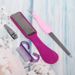 Набор для педикюра в чехле 4шт «Manicure set», цвет микс, (терка, пилка, щетка, кусачки), 22*6см