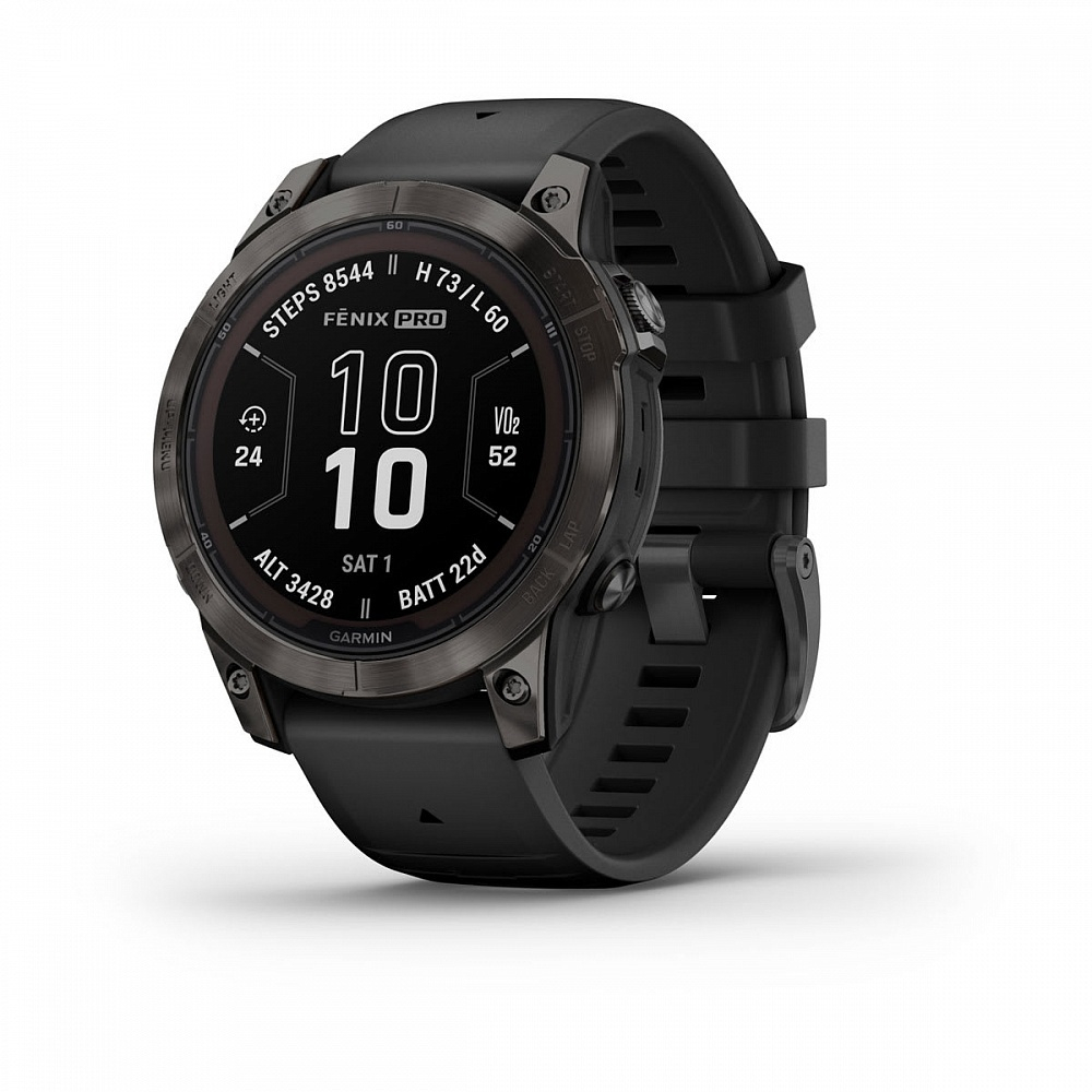 Смарт-часы Garmin Fenix 7 Pro Sapphire Solar титановый угольно-серый DLC с черным ремешком, 010-02777-11