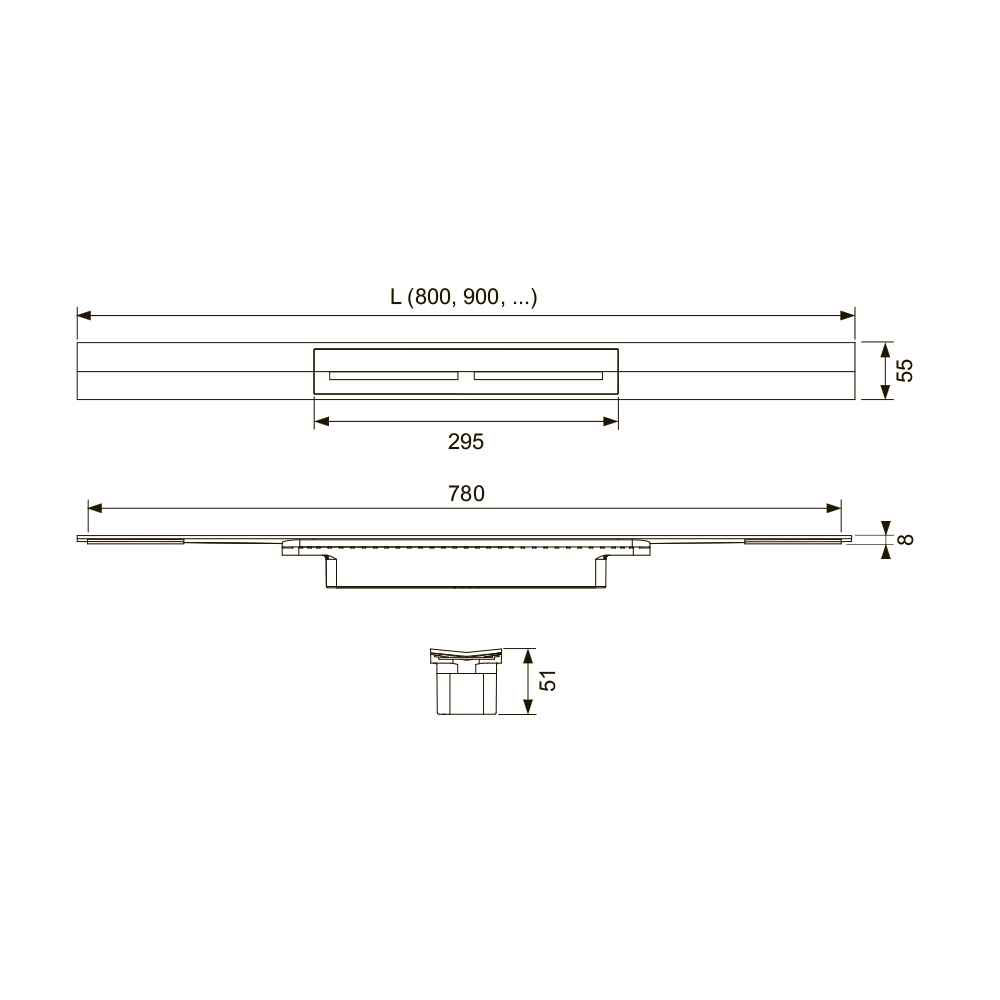 Профиль для душа TECEdrainprofile, 900 мм, сатин