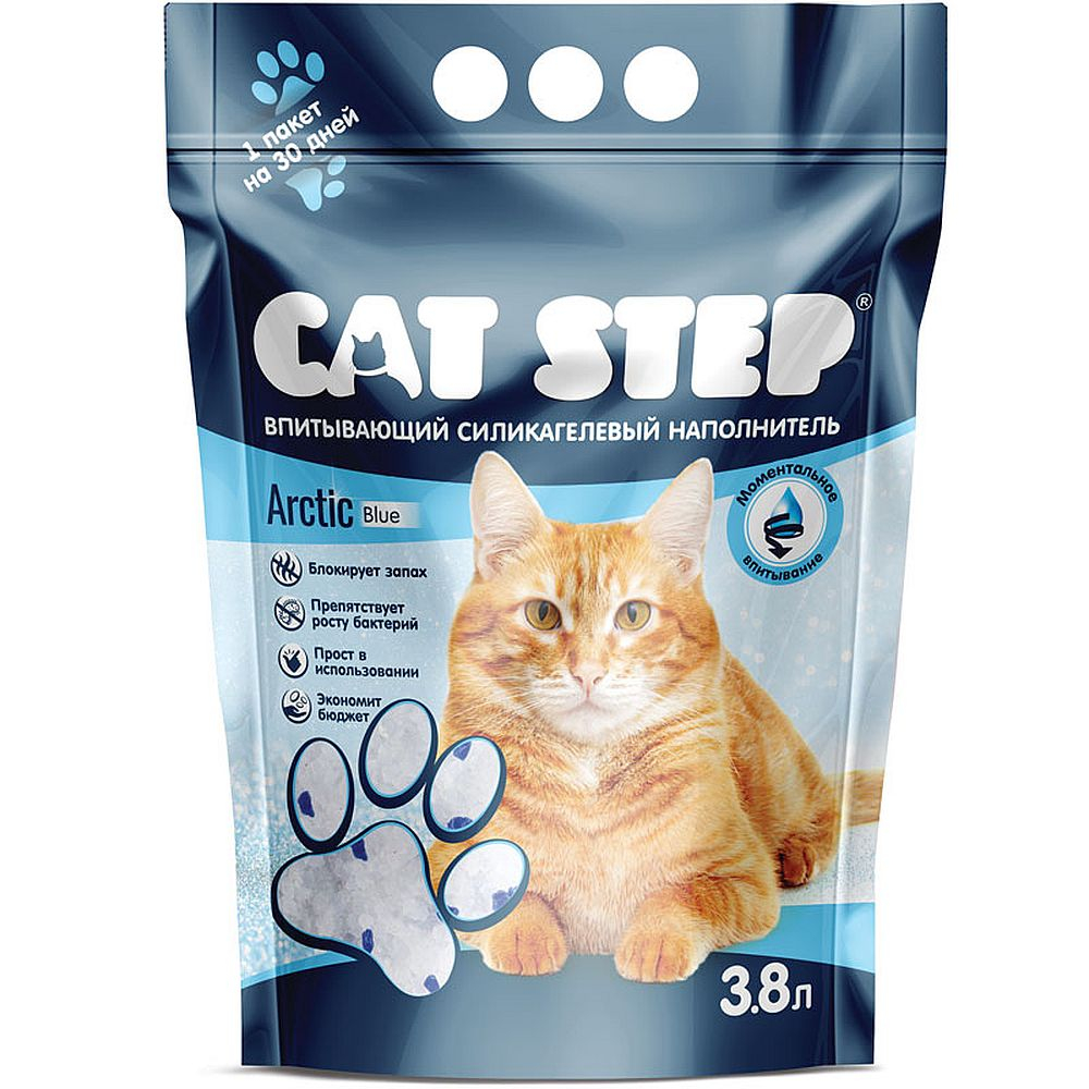 Наполнитель Cat Step Arctic Blue для кошачьего туалета, силикагель 3,8л (1.67кг)
