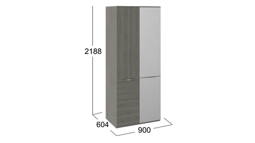 Шкаф для одежды с 1 дверью и 1 зеркальной дверью «Либерти»