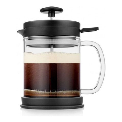 Френч-пресс «Изи» с клапаном;стекло борос.,пластик;0,6л;D=10,5,H=17,B=13см;прозр.,черный (Цвет: прозрачный)