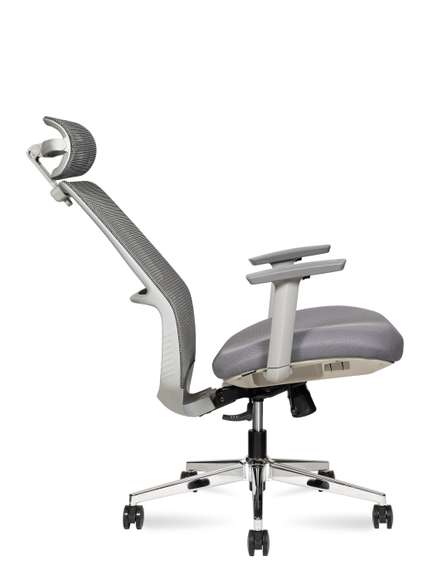 Кресло офисное Норден / Некст грэй хром / Next grey chrome / серая сетка/серая ткань/база хром