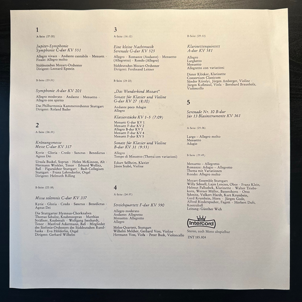 Моцарт 5LP (Германия)