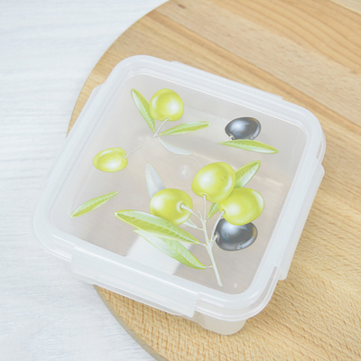 Контейнер 0,6л для СВЧ квадратный "Fresh" олива