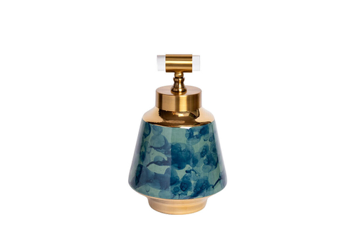 Ваза Garda Decor керамическая с крышкой сине-бирюзовая
