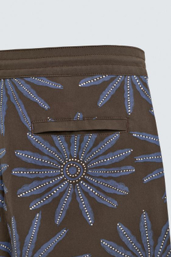 ZARA ДЛИННЫЕ ПЛАВКИ С ЦВЕТОЧНЫМ ПРИНТОМ, КОРИЧНЕВЫЙ