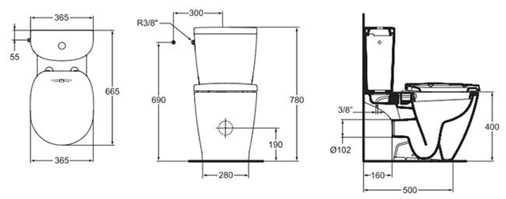 Напольный унитаз Ideal Standard CONNECT AquaBlade E042901 с бачком ARC E785601